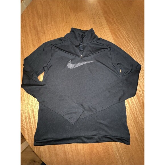 Nike Tops - Nike Women's Dri-Fit Reflective Half Zip Running Shirt Black Silver Size Small